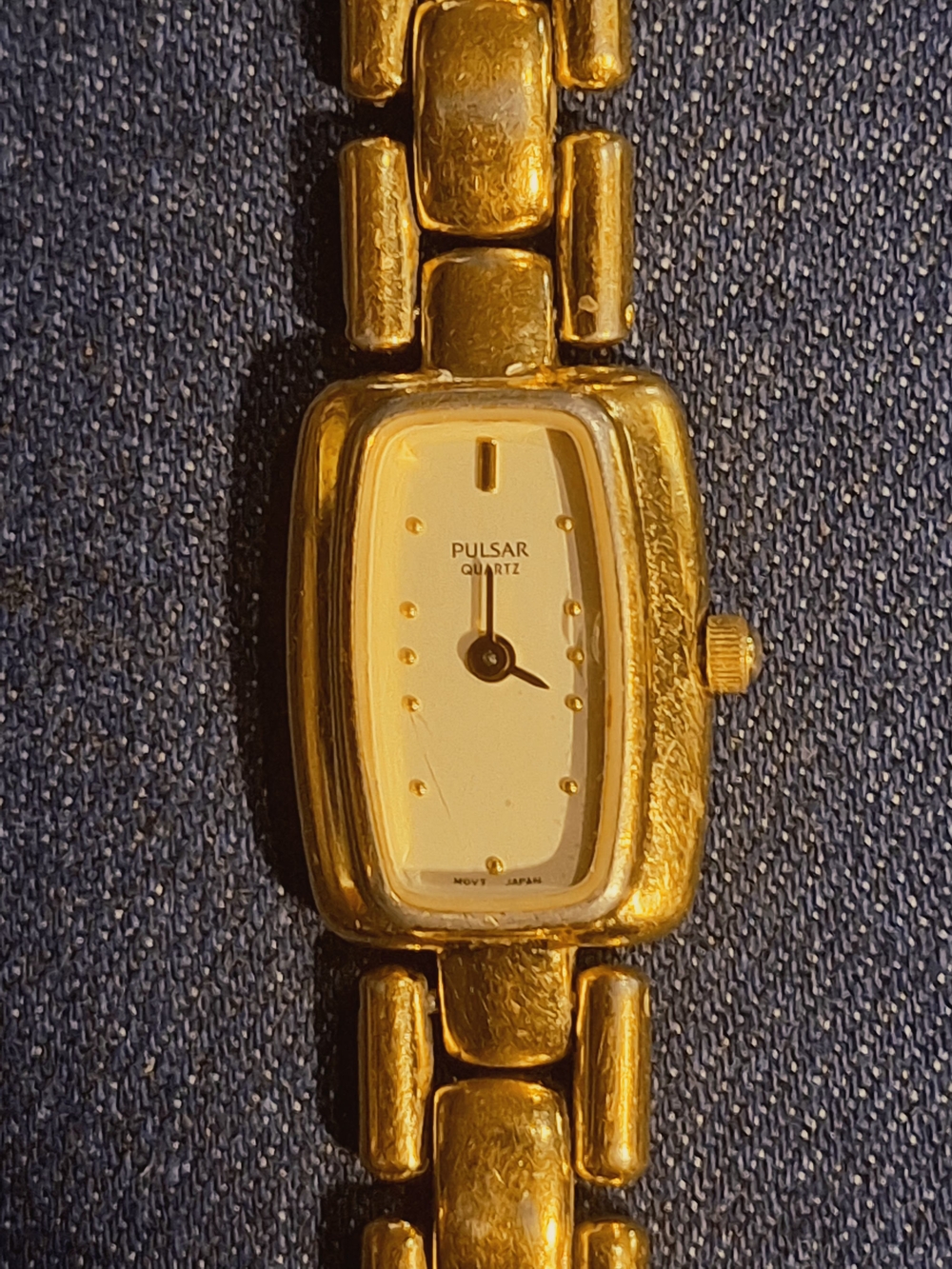 Vintage Pulsar Womens Gold Tone Cocktail Watch Tonneau Link Bracelet NEW BATTERY